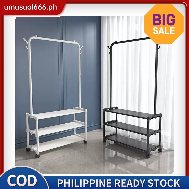 Modern Coat Rack Multifunction Floor Standing Cloth Hanger Shelf With