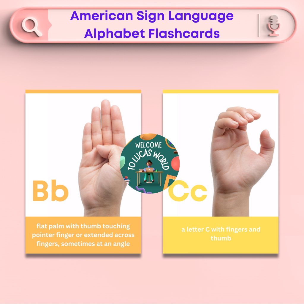 ASL ALPHABET AND NUMBERS SIGN LANGUAGE HANDSHAPE KNOWLEDGE FLASHCARDS ...