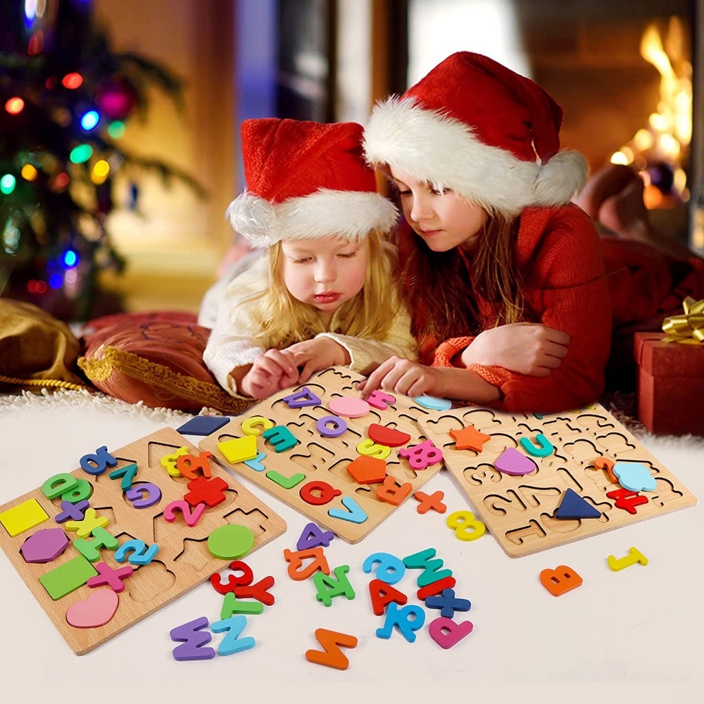 ABC Alphabet Digital Puzzle Wooden Toys Kid Number Letter shape ...