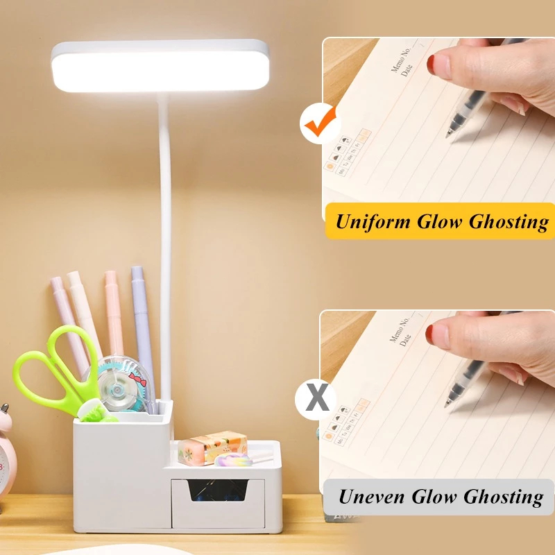 LED Desk Lamp With Pen Holder Storage Table Lamp Study Lamp Shade