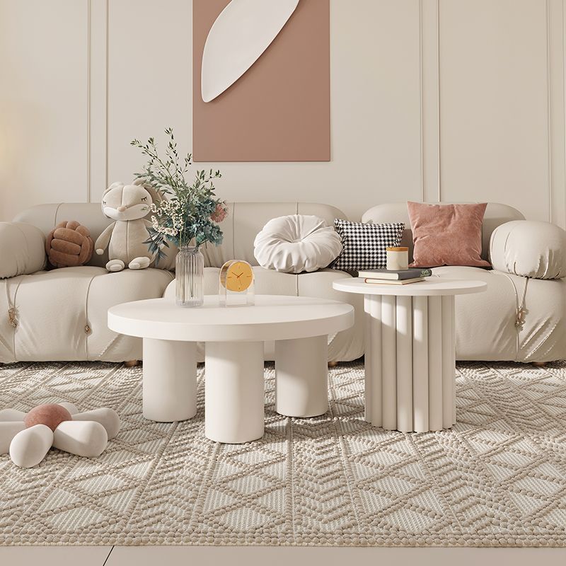 French Cream Cloud Round Coffee Table Set Simple Light Luxury Living ...