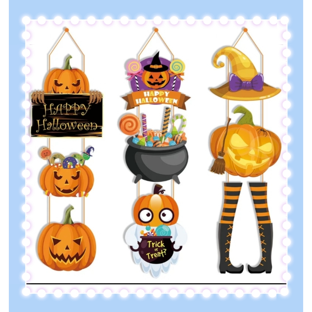 Pumpkin Pendant Door Hanging Halloween three layers cardboard banner
