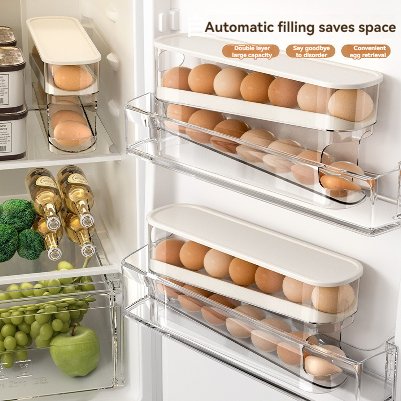 Refrigerator Egg Storage Box Automatic Sliding Eggs Holder