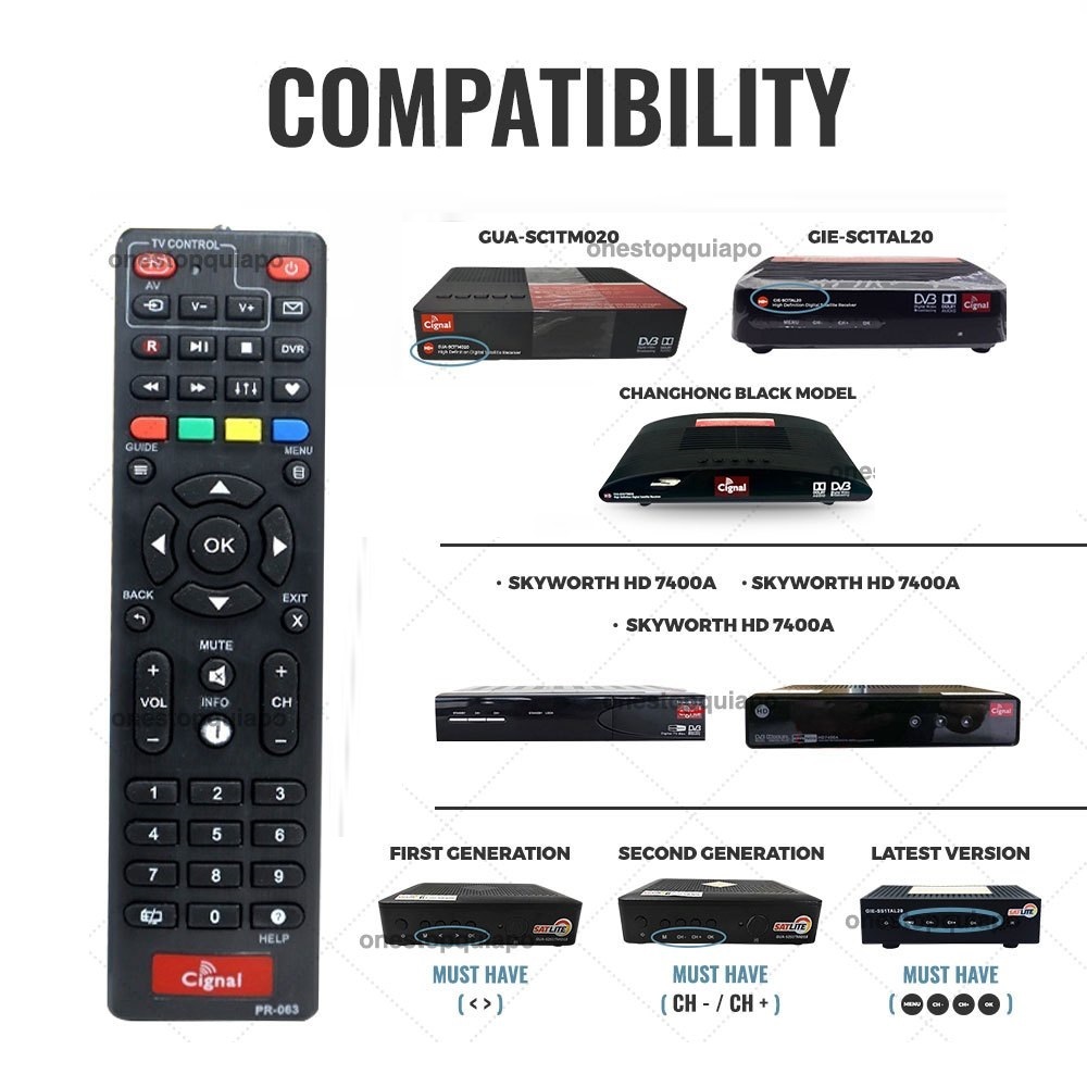 GDLITE Universal Cignal Remote Control for Cignal HD TV Box GUASC1TMO20 ...