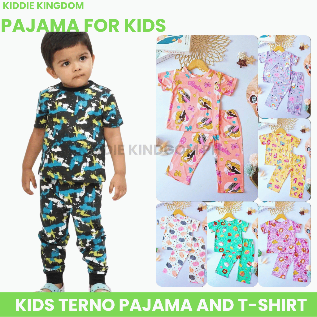 Boys Character T Shirt and Pajama Terno Set Soft Cotton Spandex Pantulog for Kids Ideal Pambahay Shopee Philippines