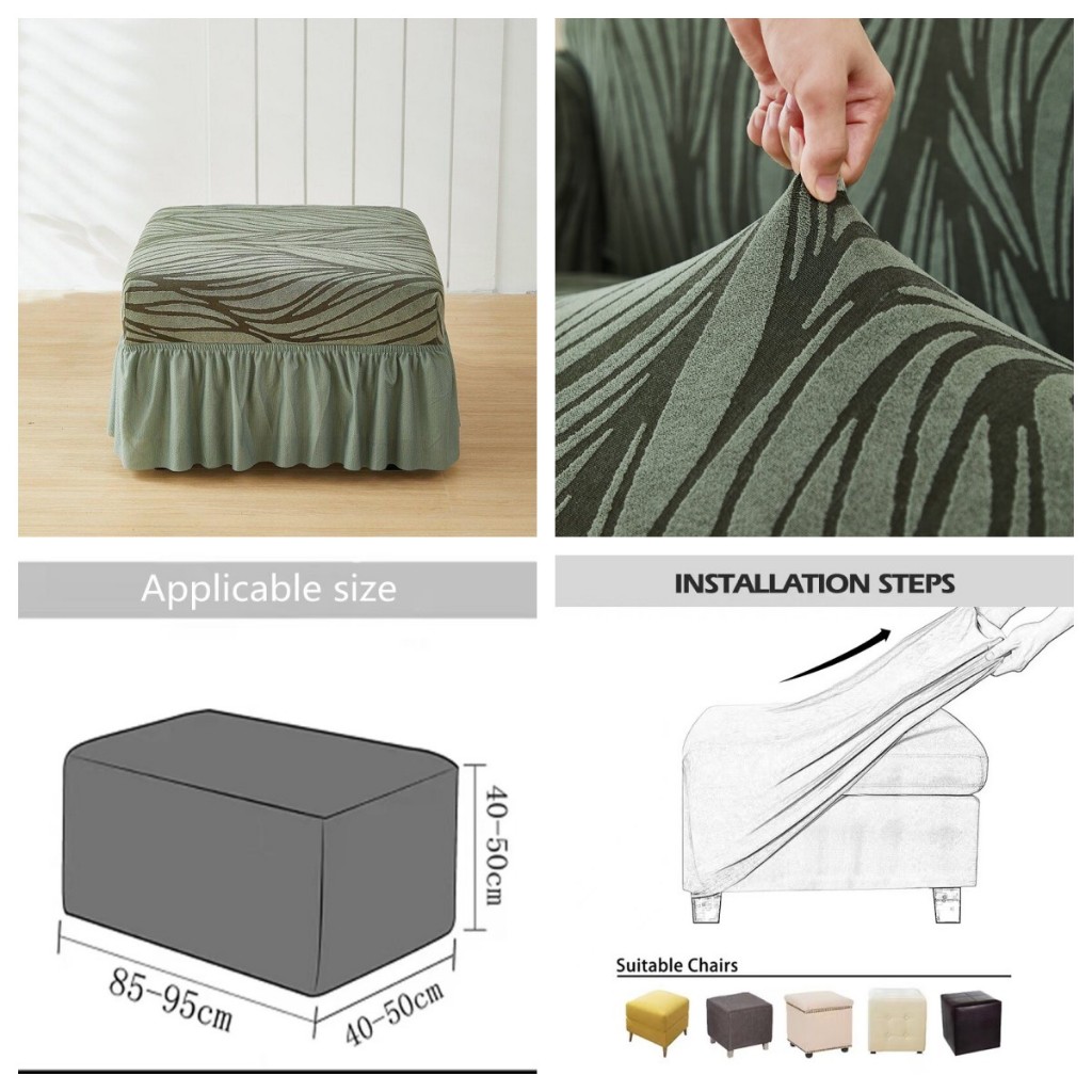 Quick delivery Image Wave Pattern Universal Stretch Footstool Cover ...