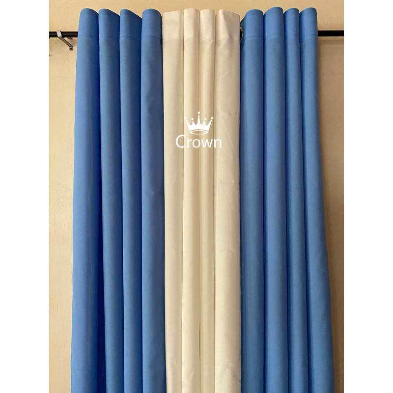 CROWN 3in1 Elegant Plain Curtain Sky Blue Lucky Color of the Year