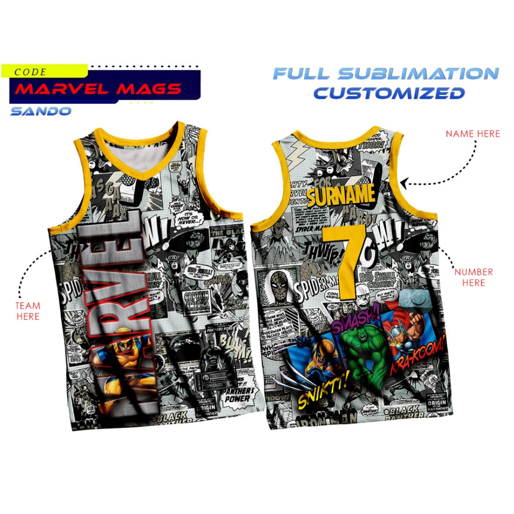 Marvels Design inspired Basketball sando and short customized full ...