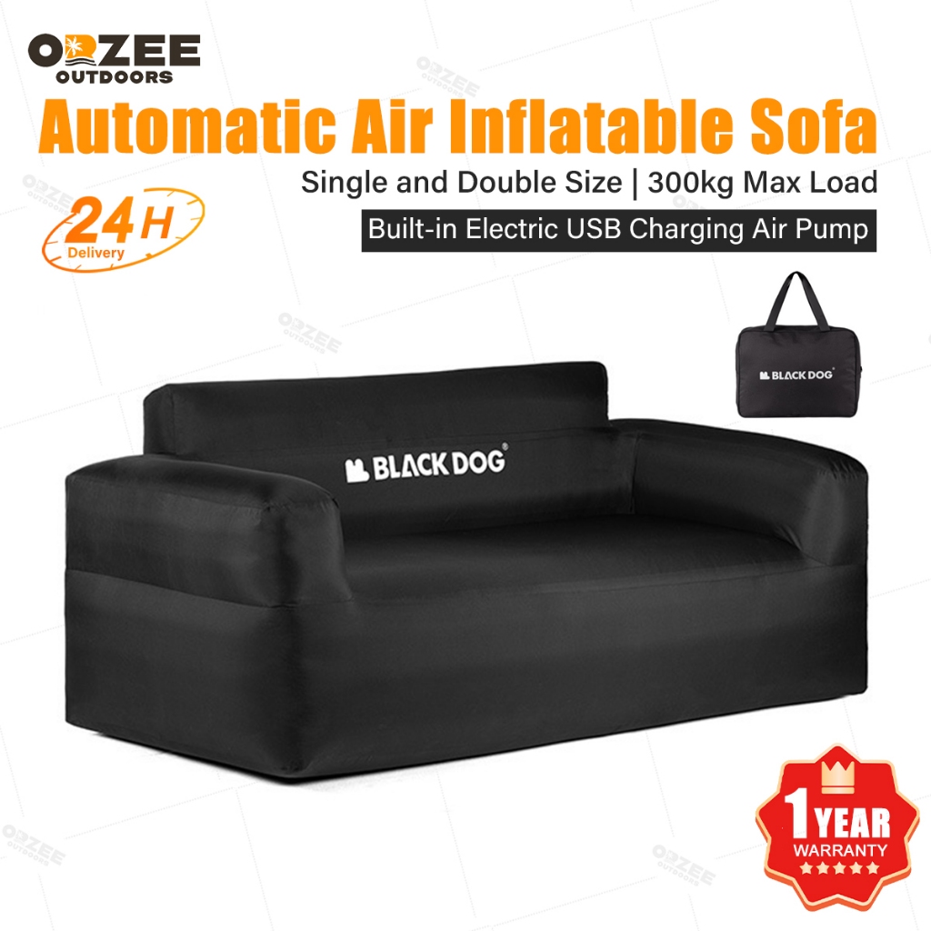 Inflatable Lazy Sofa Automatic Air Inflatable Black Camping Sofa Built ...