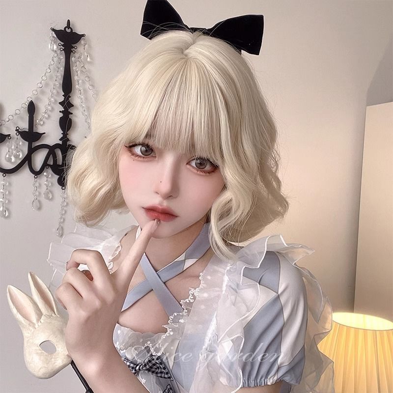 Lolita gold powder long curly hair wig KF82428