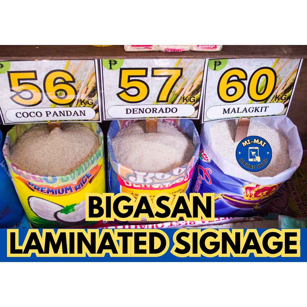 BIGASAN SIGNAGES / RICE TAG PRICE / LAMINATED RICE SIGNAGES | Shopee ...