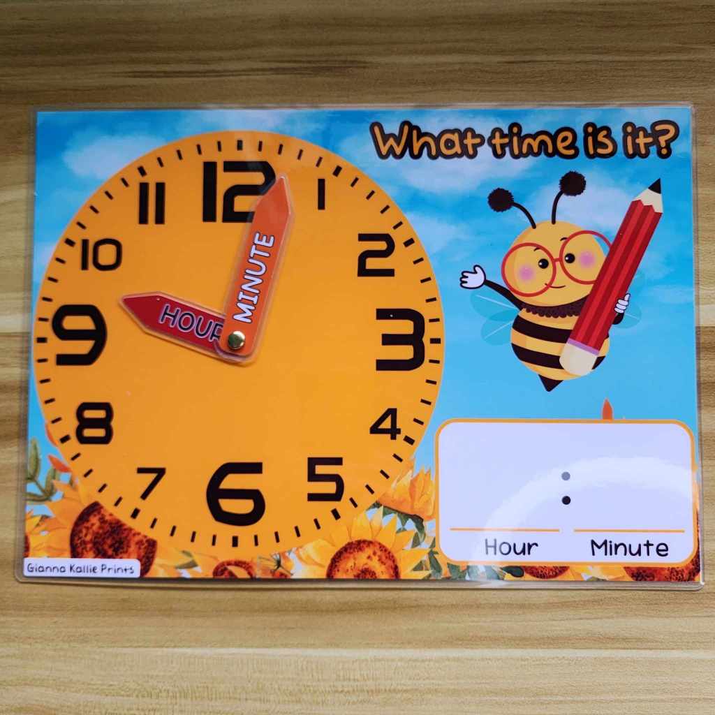 Clock Telling Time Educational Activity For kids Laminated with small ...