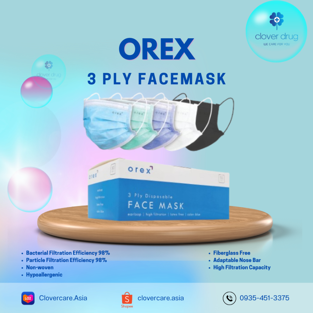 OREX 3PLY DISPOSABLE FACEMASK (50pcs/box) | Shopee Philippines