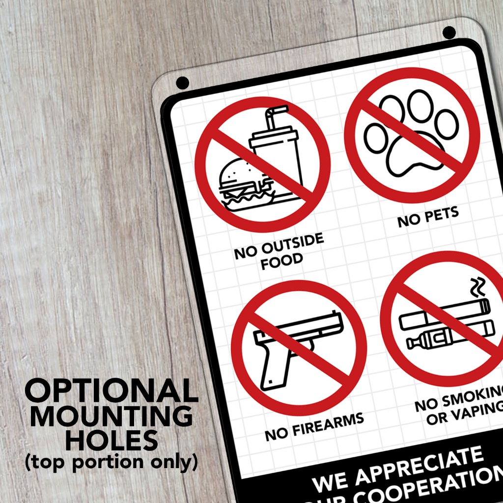 Dining Rules Sign | Dining Policies | Laminated Signage | Printed Sign ...
