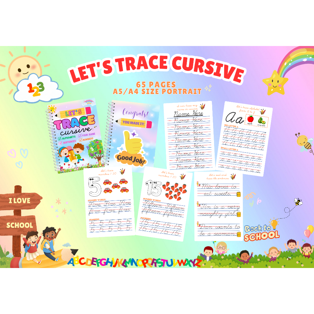 Cursive Personalized Tracing Workbook For Kids 100 Pages | Shopee ...