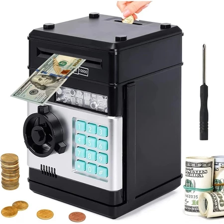 Piggy Bank Machine Digital Money Deposit Box Saving Gift Password Tab ...