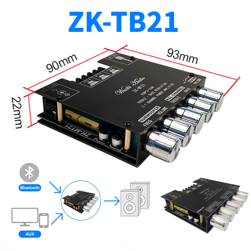 ZK-TB21 2.1 Channel Bluetooth Amplifier Board Heavy Bass amplifier ...