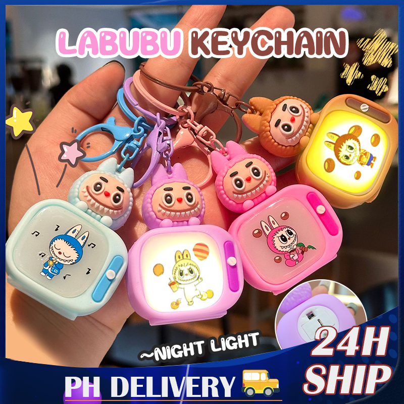 Labubu TV shape keychain pendant Creative night light Cute Labubu blind ...