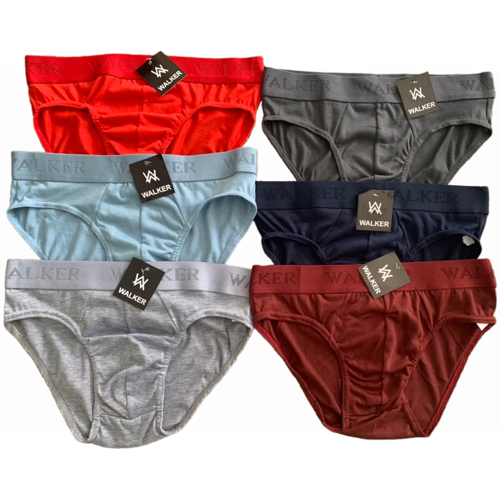 6/12Pieces Men's 100% Cotton Walker Brief for men Underwear | Shopee ...