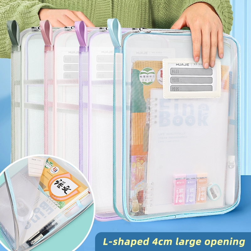4pcs Transparent Document Bag Book Folders High-Capacity Each Color ...