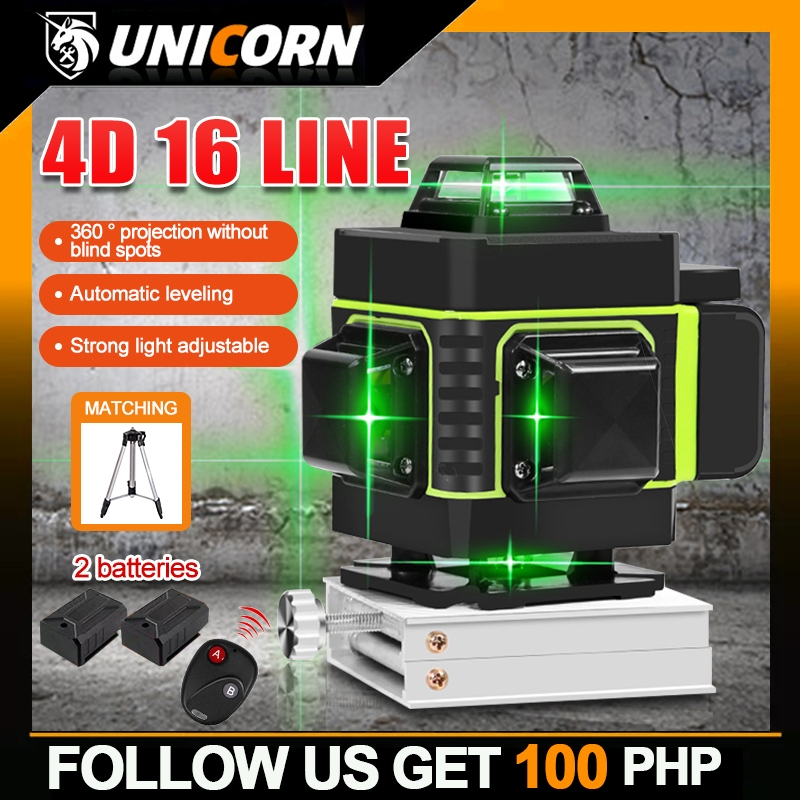 Unicorn 4D 12/16-wire strong green laser level gauge 360 degree ...