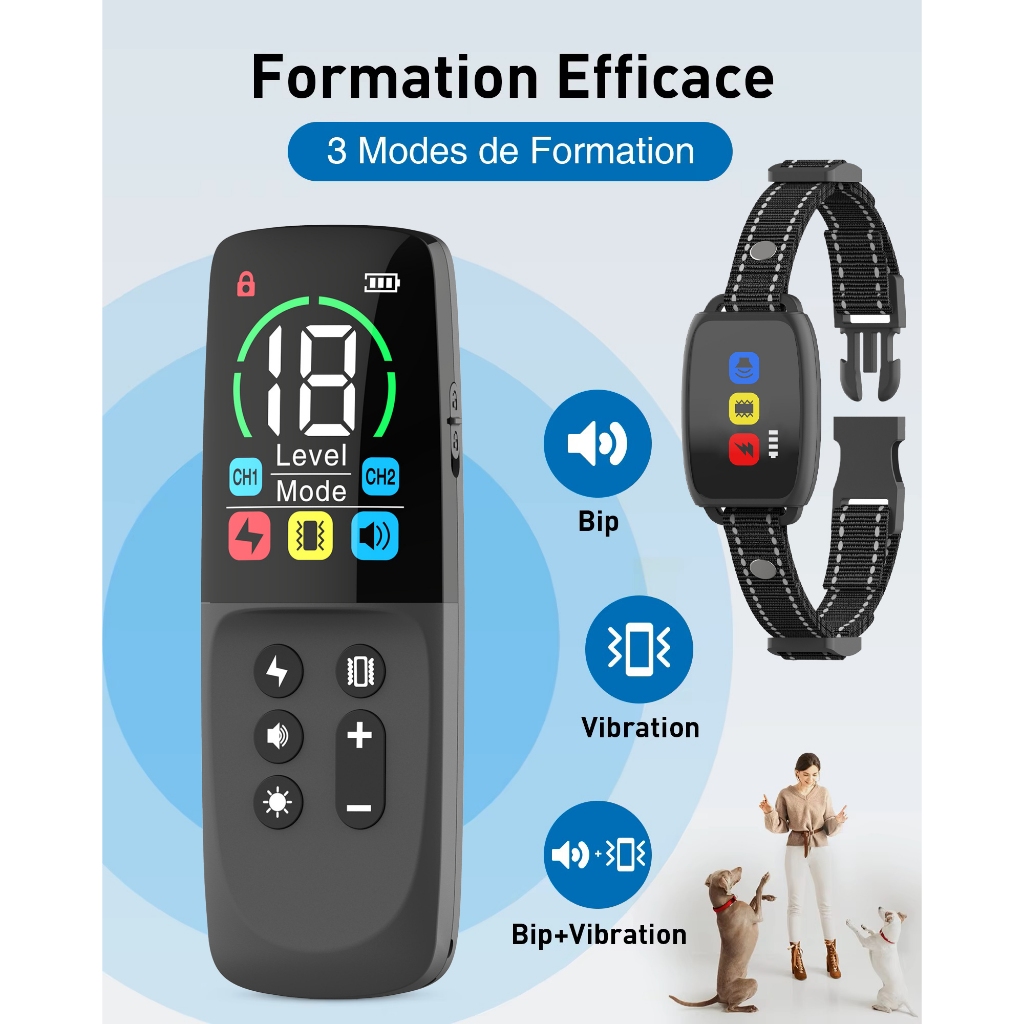 Dog Training Collar with Remote for Small Medium Large Dogs with Beep  Vibration Safe Shock Modes