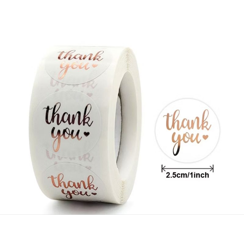 500pcs THANK YOU STICKER LABEL METALIC GOLD PRINT 1INCH PACKAGE SEAL 1 ...