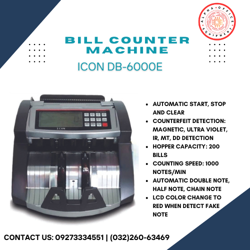 ICON DB-6000E Money Counter, Heavy Duty Bill Counter with UV, Cash ...