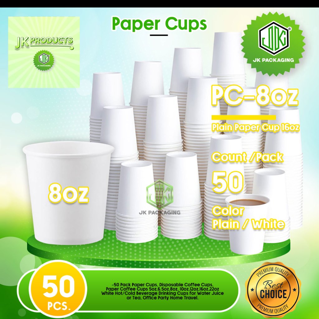 Paper Cups 5oz,6.5oz,8oz, 10oz,12oz,16oz,22oz ] 【50 PCS.】【Pack ...