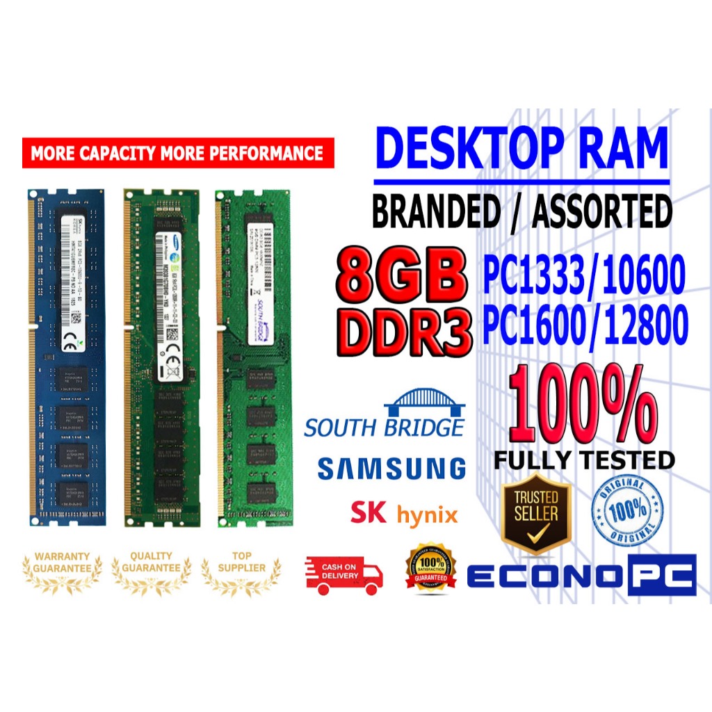 8GB DDR3 1333\1600 DESKTOP MEMORY:PC PARTS FROM KOREA | Shopee Philippines