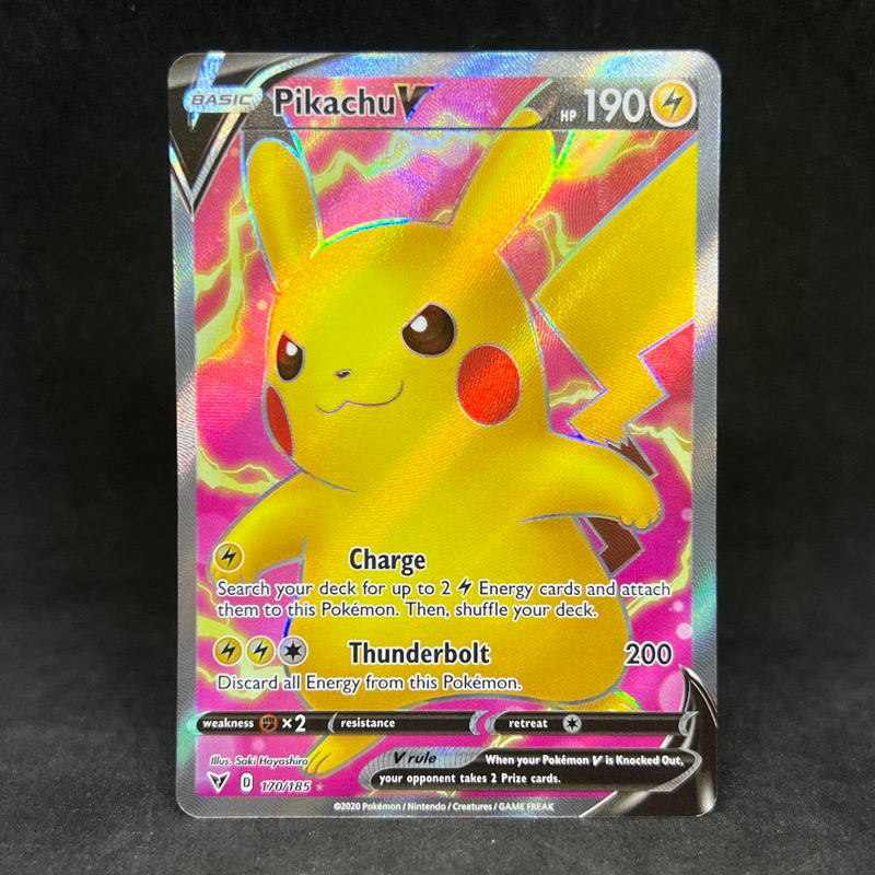 Pokemon TCG Pikachu V Full Art Ultra Rare 170/185 2020 Sword & Shield ...