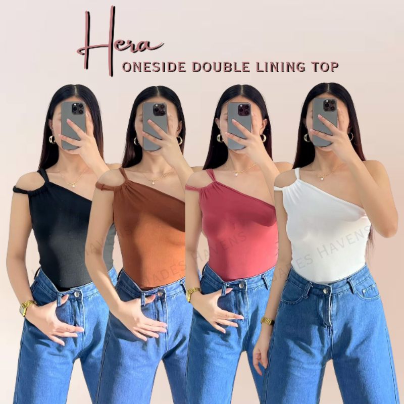 JDSHVNS | HERA ONESIDE SHOULDER TOP DOUBLE LINING TOPS BASIC COTTON ...