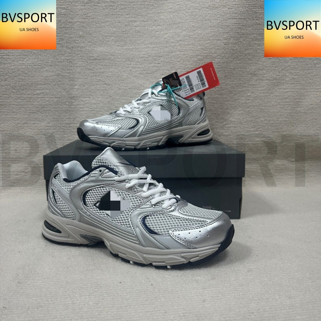 UA Unisex Rubber Shoes 530 White Silver Navy Lowcut Sport Sneakers For Men and women Shopee Philippines