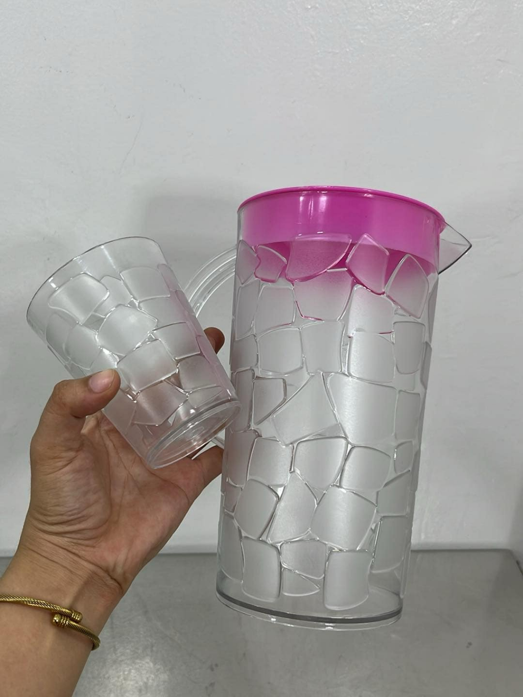 Nikko-Ware #819 1.5L Cube Plastic Transparent Pitcher with 4 cups ...