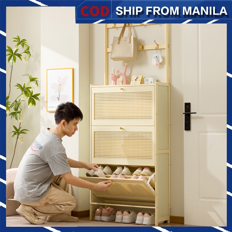 Shoe Rack Organizer With cover Cream style Shoe Storage Hanging Shoe ...