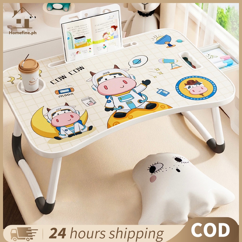 COD⭐Foldable Laptop Table/Mini Desk Study Table With Cup Holder Folding ...