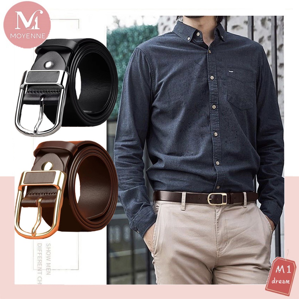 MOYENNE Fashionable Men's Belt High-End Retro Pin BuckleBelt Business  Casual Belt