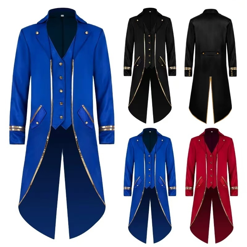 Medieval retro red tailcoat men'sjacket tailcoat steampunk costumecourt ...