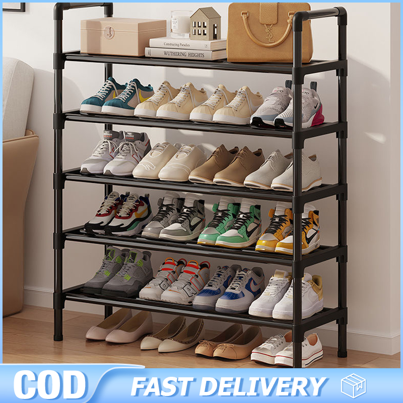 4 Layer Shoe rack stainless steel Stackable Shoes Organizer Storage For ...
