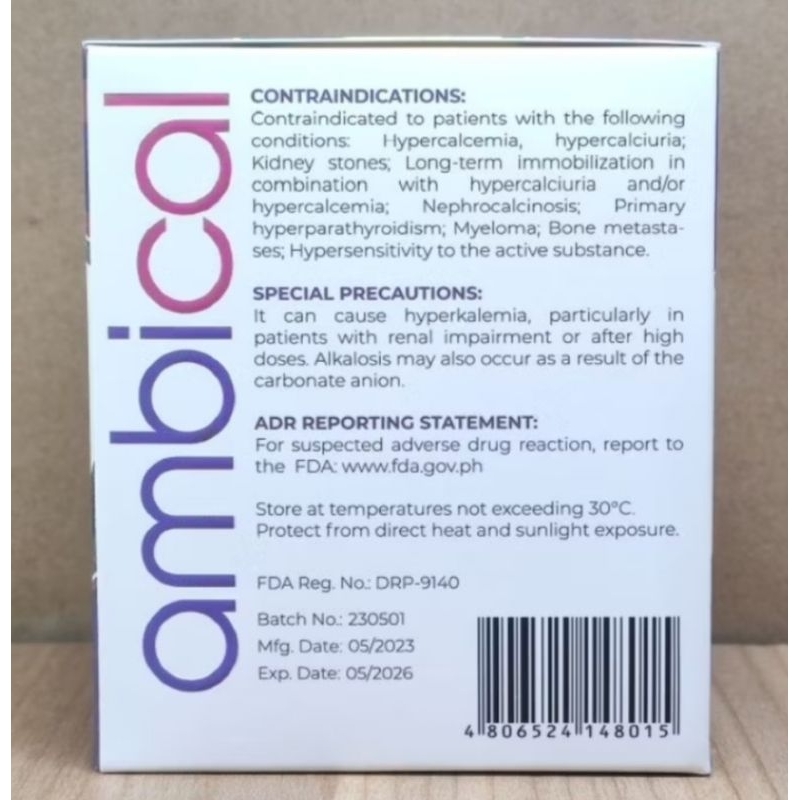 CALCIUM Ambical 500 mg 100 Tablets For Bone Health 100% Authentic FDA ...