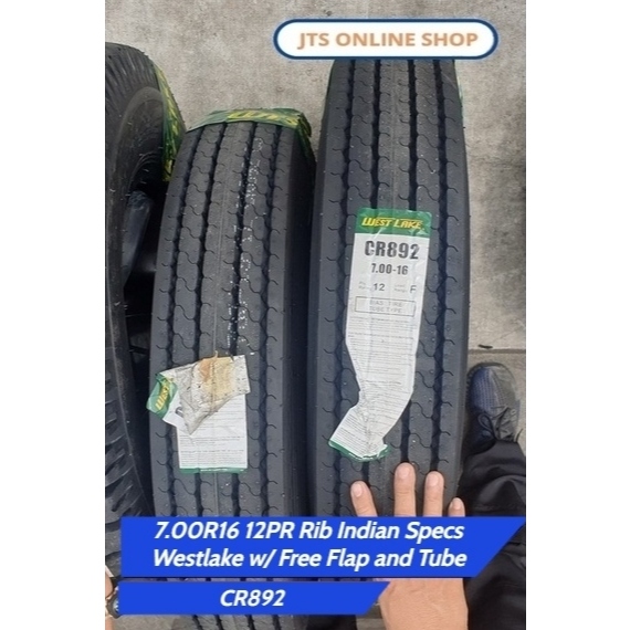 7.00R16 12PR Rib Indian Specs Westlake CR892 w/ Free Flap and Tube (PRE ...