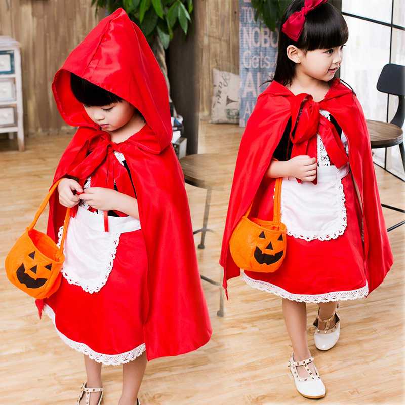 Little Red Riding Hood Costume for kids Halloween Christmas Party Cosplay  Dress Performance Dress