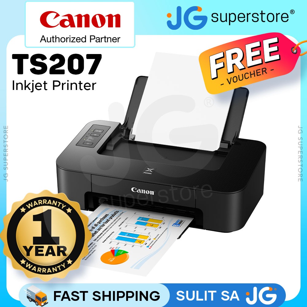 Canon PIXMA TS207 Inkjet Printer w/4800DPI High Resolution, 8ipm Print ...