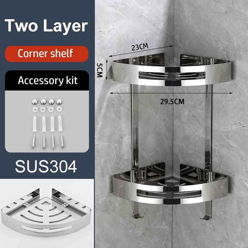 C&K 2 Layer Bathroom Corner Rack SUS304 Stainless Steel Triangular ...