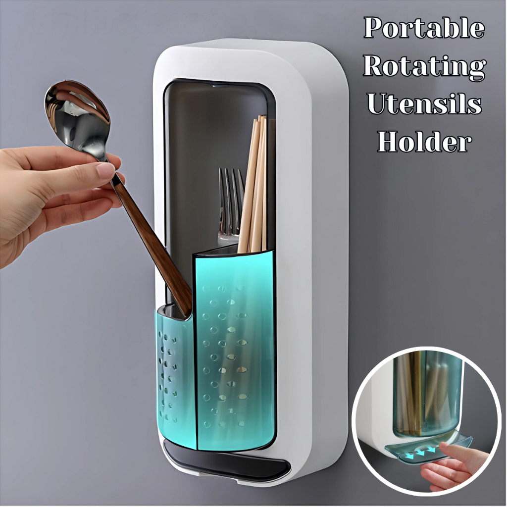 Rotating Utensils Holder Organizer for Spoon, Fork and Chopstick ...