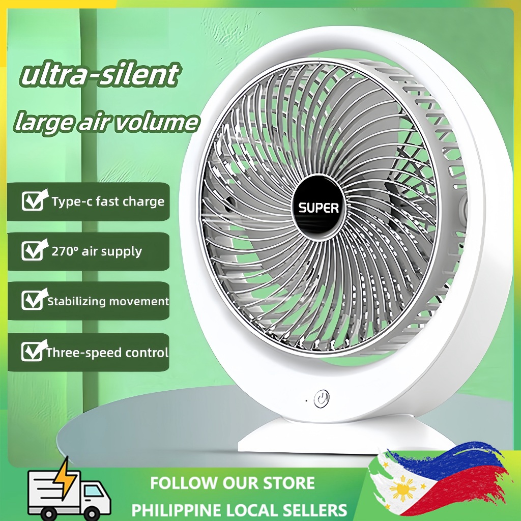 Mini desk fan Large wind noiseless Strong wind 180 Degree Rotation ...