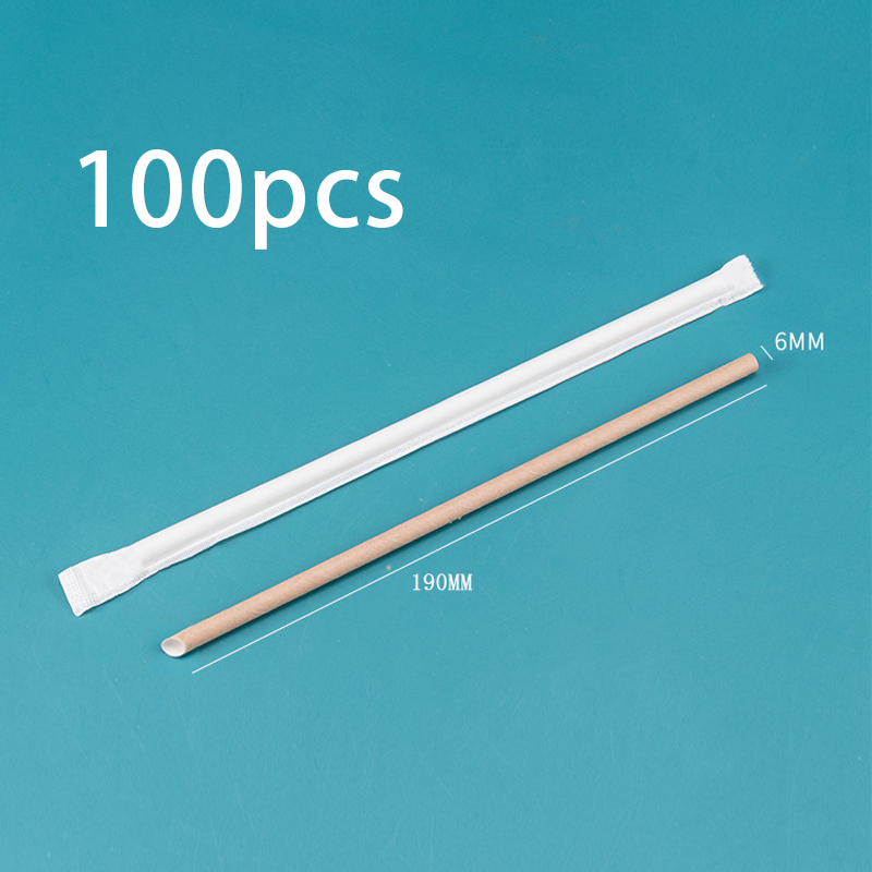 100Pcs Sugarcane Straw Individually Wrap Biodegradable Straw 6mm Paper ...