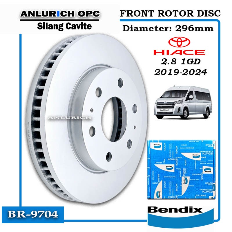 BENDIX FRONT ROTOR DISC TOYOTA HIACE 2.8 1GD 2019-2024 (296mm DIAMETER ...