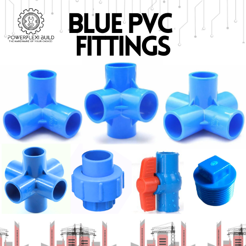 PVC Blue Fittings- Plug, Ball Valve, 3 Way Tee, 4 way Tee, 5 way Tee, 6 ...