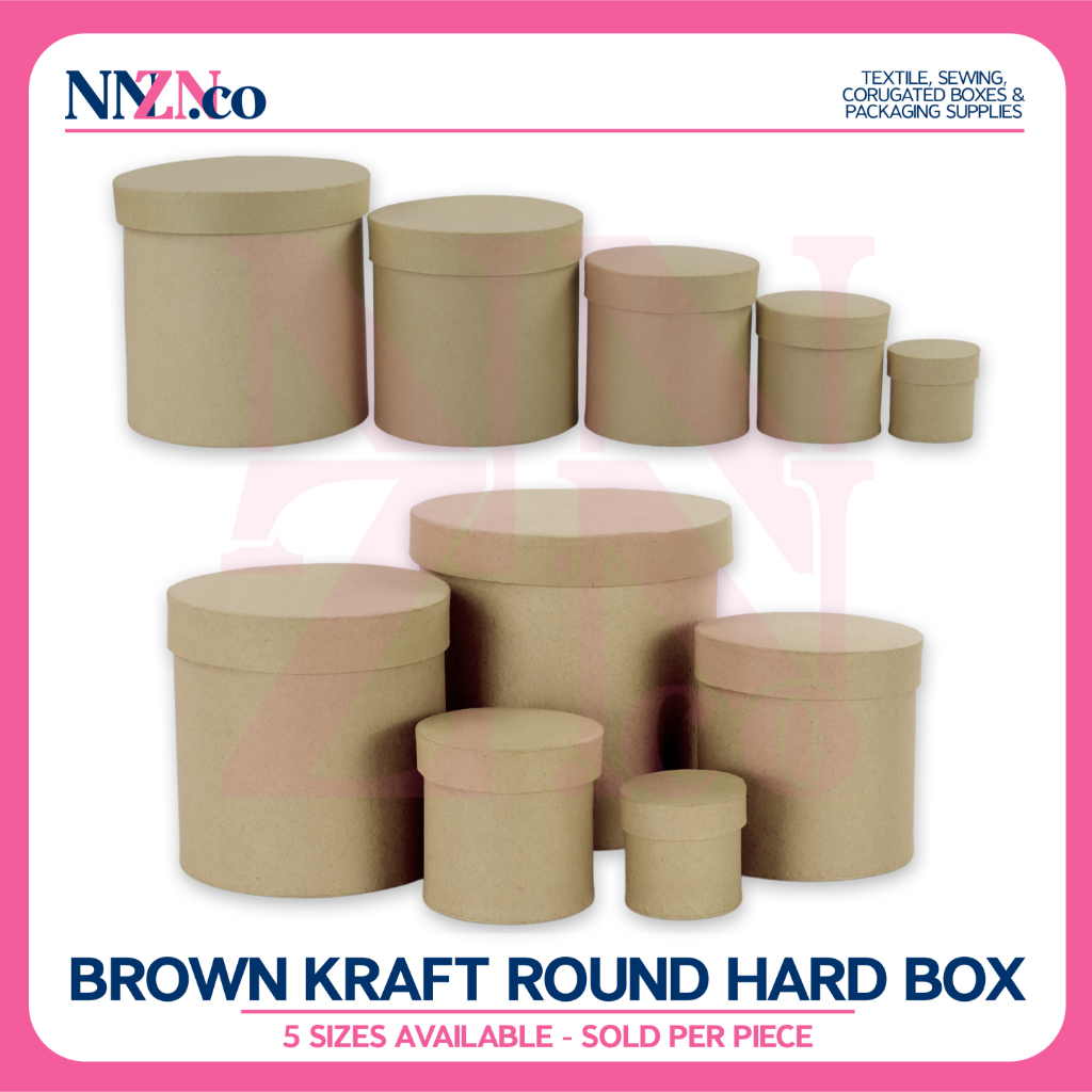 NNZN Brown Round Hard Kraft Box (Gift Box / Stackable / 5 Sizes ...